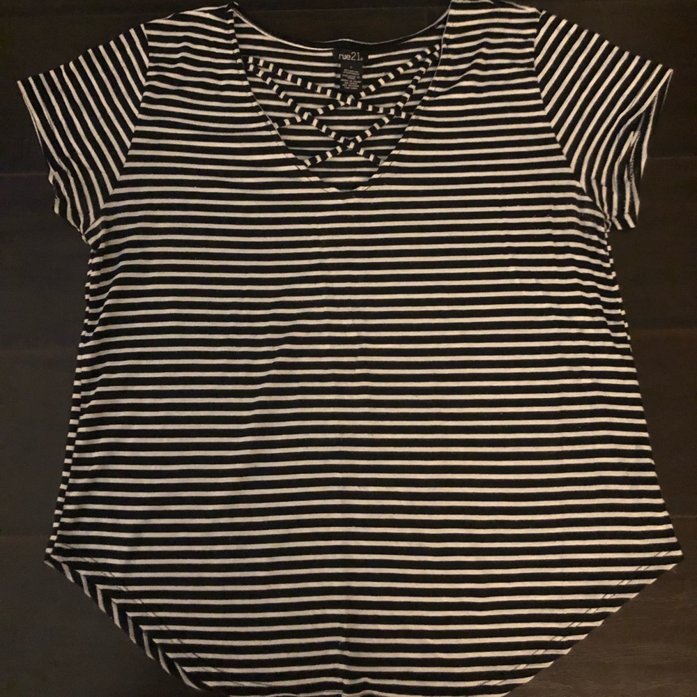 Rue21 Black and White Stripe Blouse